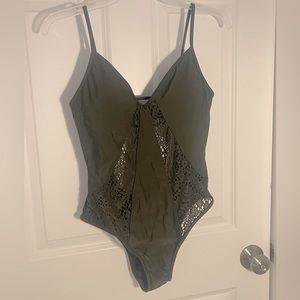 Dark green one piece swimsuit